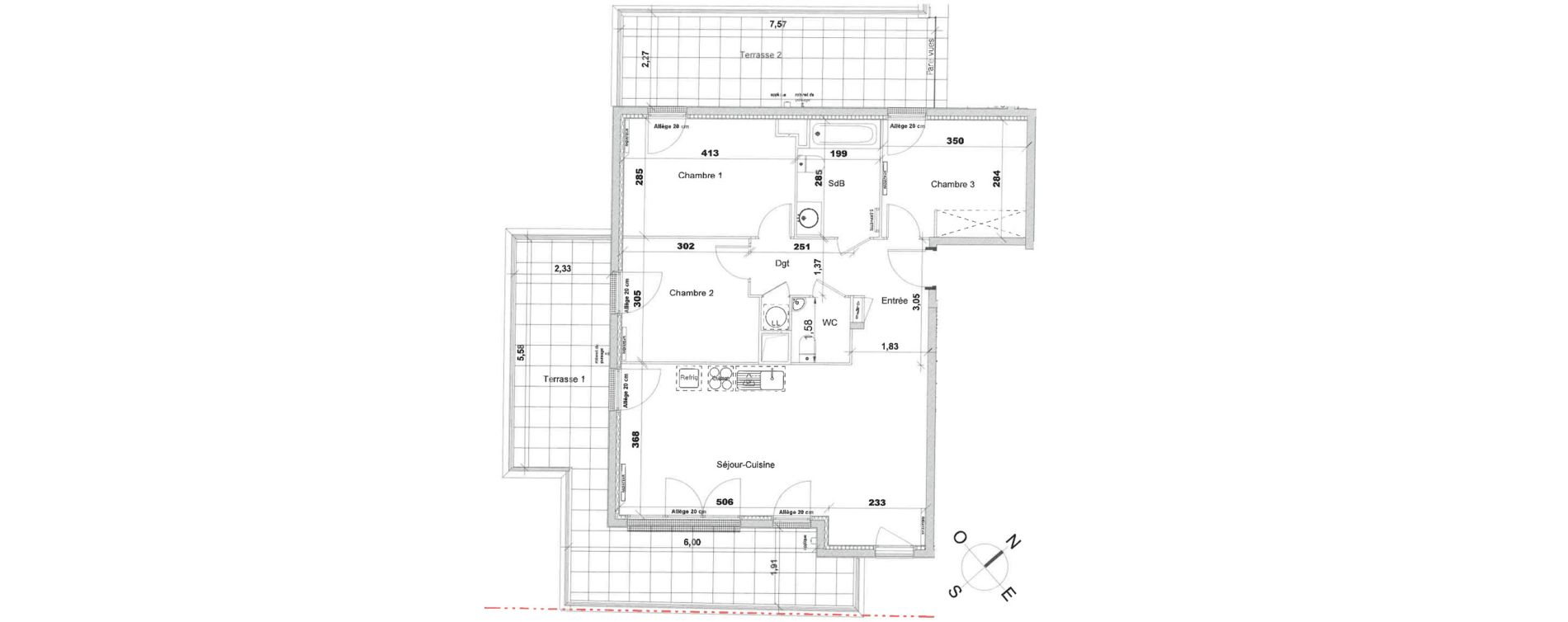 Appartement T4 de 76,70 m2 &agrave; Avon Centre