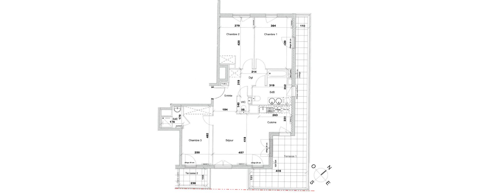 Appartement T4 de 80,00 m2 &agrave; Avon Centre