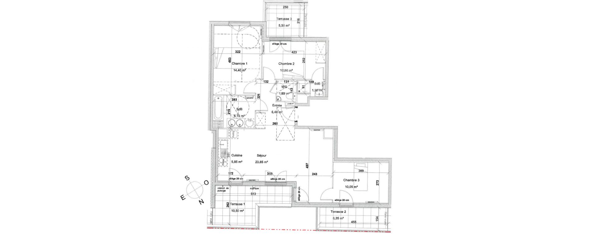Appartement T4 de 81,05 m2 &agrave; Avon Centre