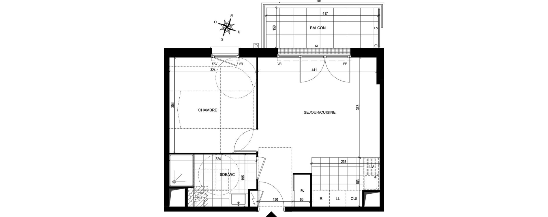 Appartement T2 de 41,60 m2 &agrave; Avon Centre