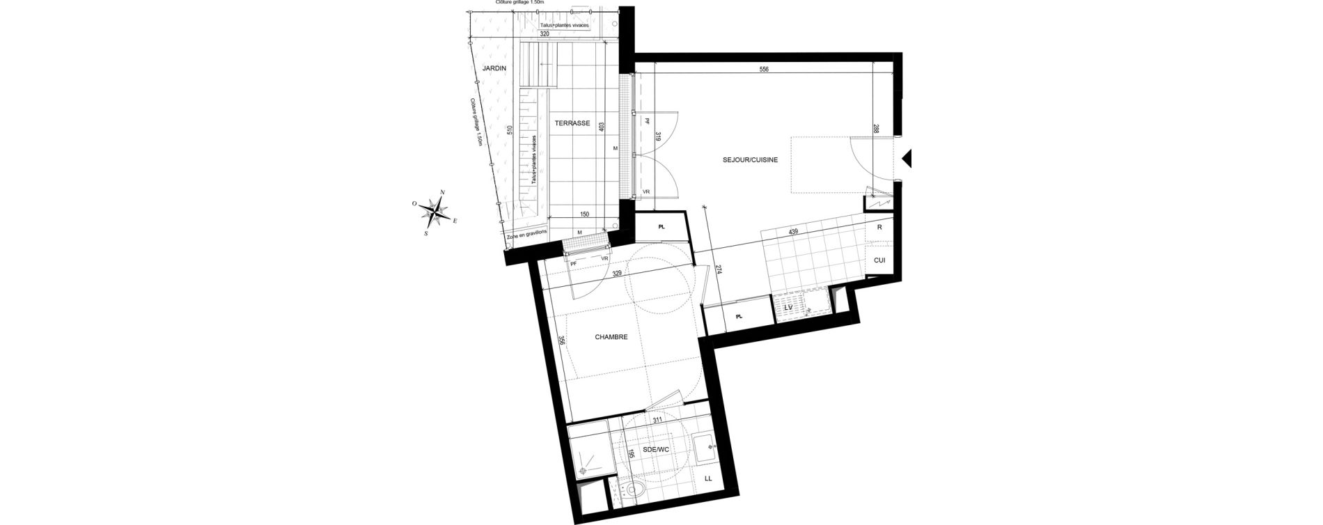 Appartement T2 de 44,10 m2 &agrave; Avon Centre