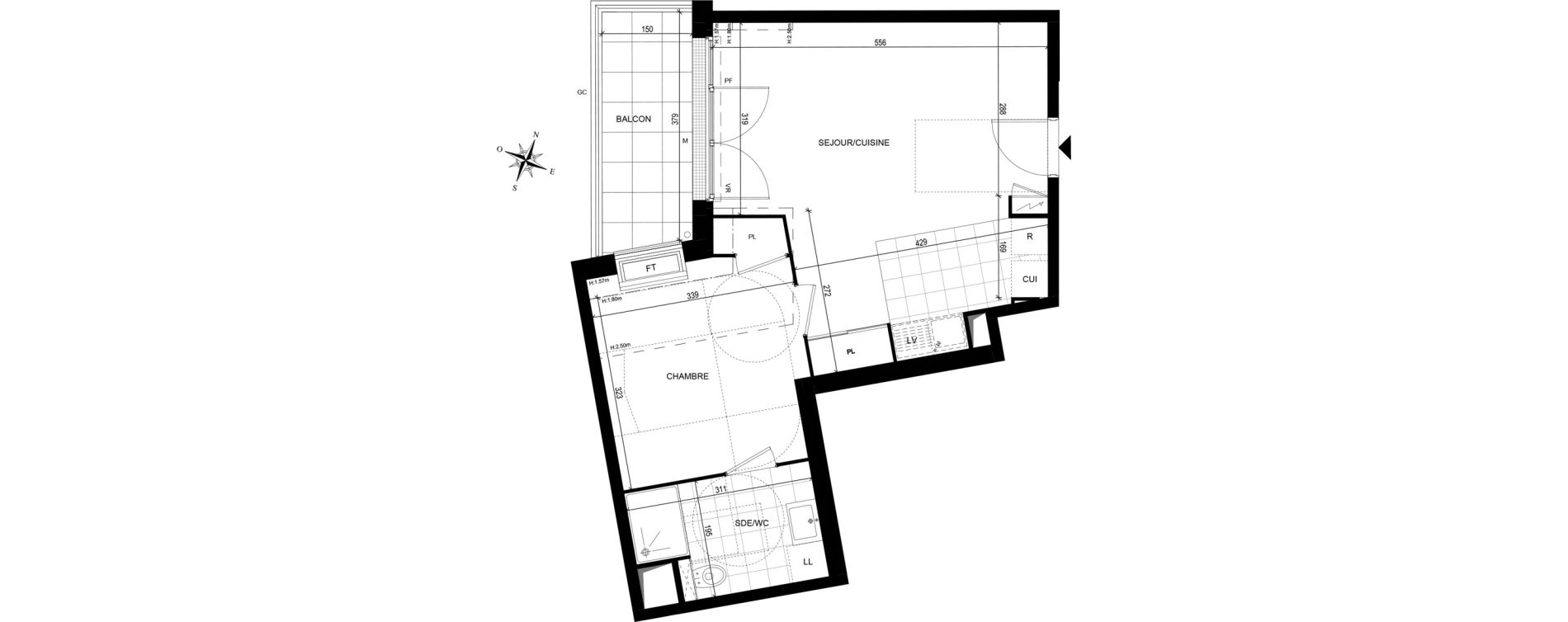 Appartement T2 de 43,05 m2 &agrave; Avon Centre