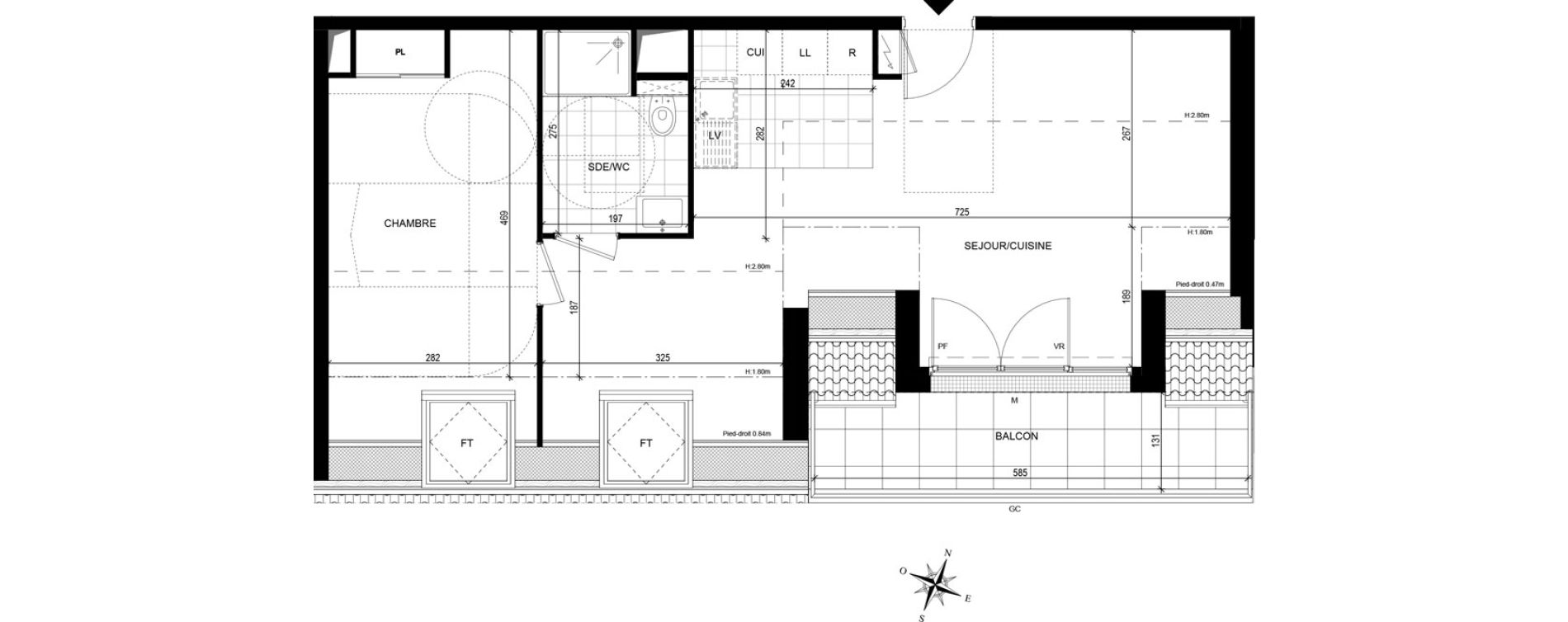 Appartement T2 de 48,70 m2 &agrave; Avon Centre