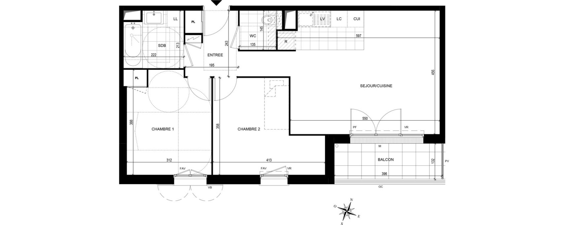 Appartement T3 de 61,70 m2 &agrave; Avon Centre