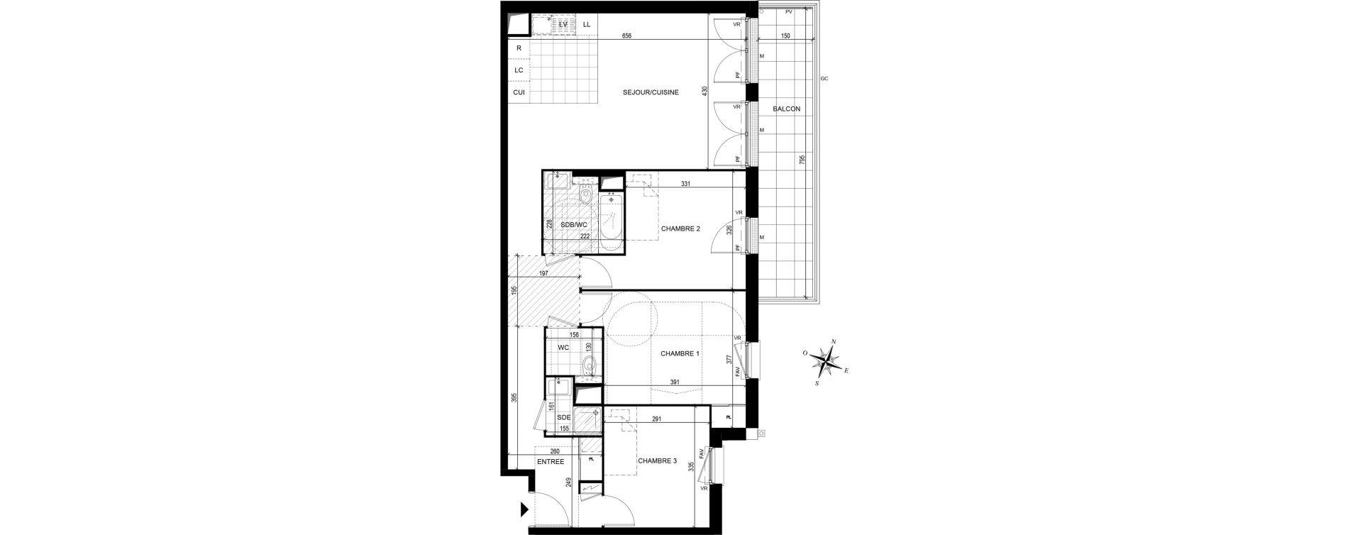 Appartement T4 de 85,30 m2 &agrave; Avon Centre