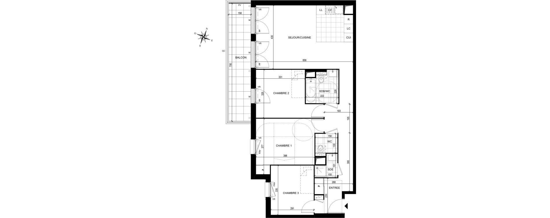Appartement T4 de 85,10 m2 &agrave; Avon Centre