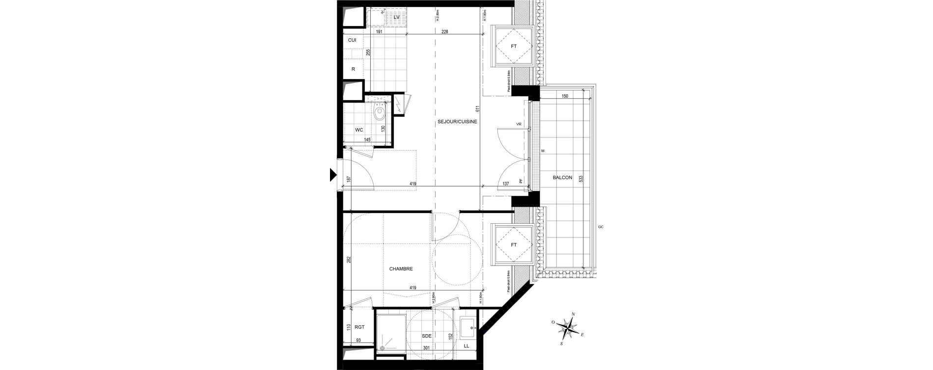 Appartement T2 de 45,40 m2 &agrave; Avon Centre