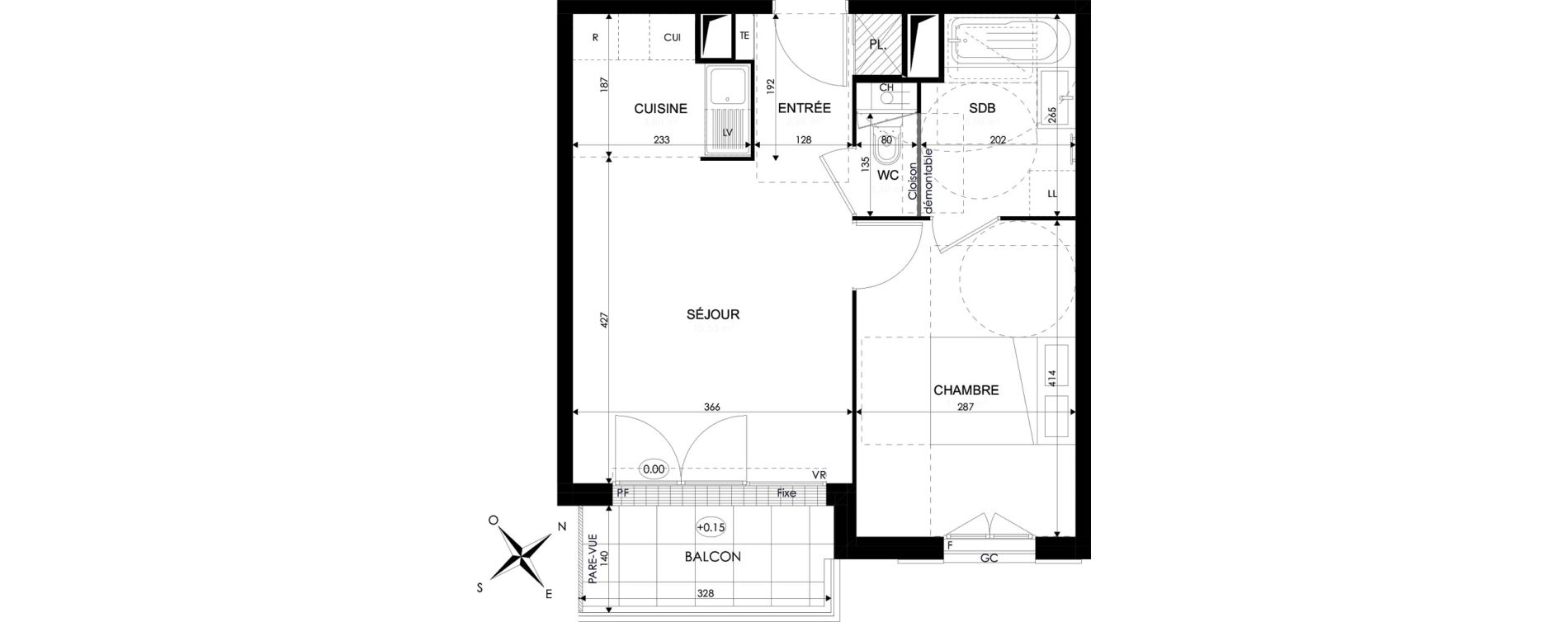 Appartement T2 de 40,77 m2 &agrave; Brie-Comte-Robert Centre