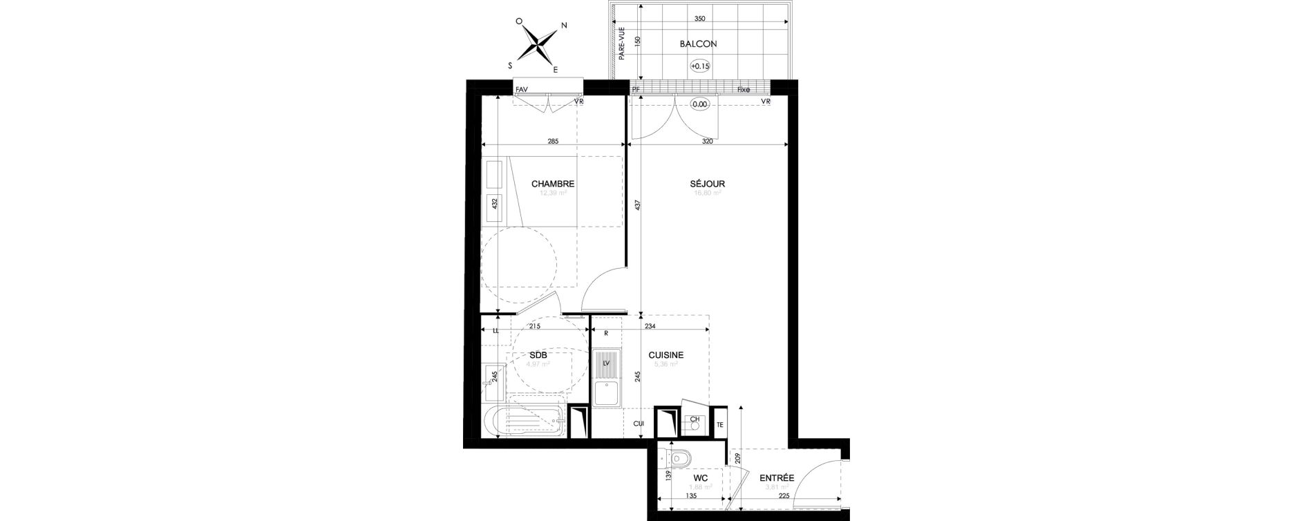 Appartement T2 de 45,21 m2 &agrave; Brie-Comte-Robert Centre