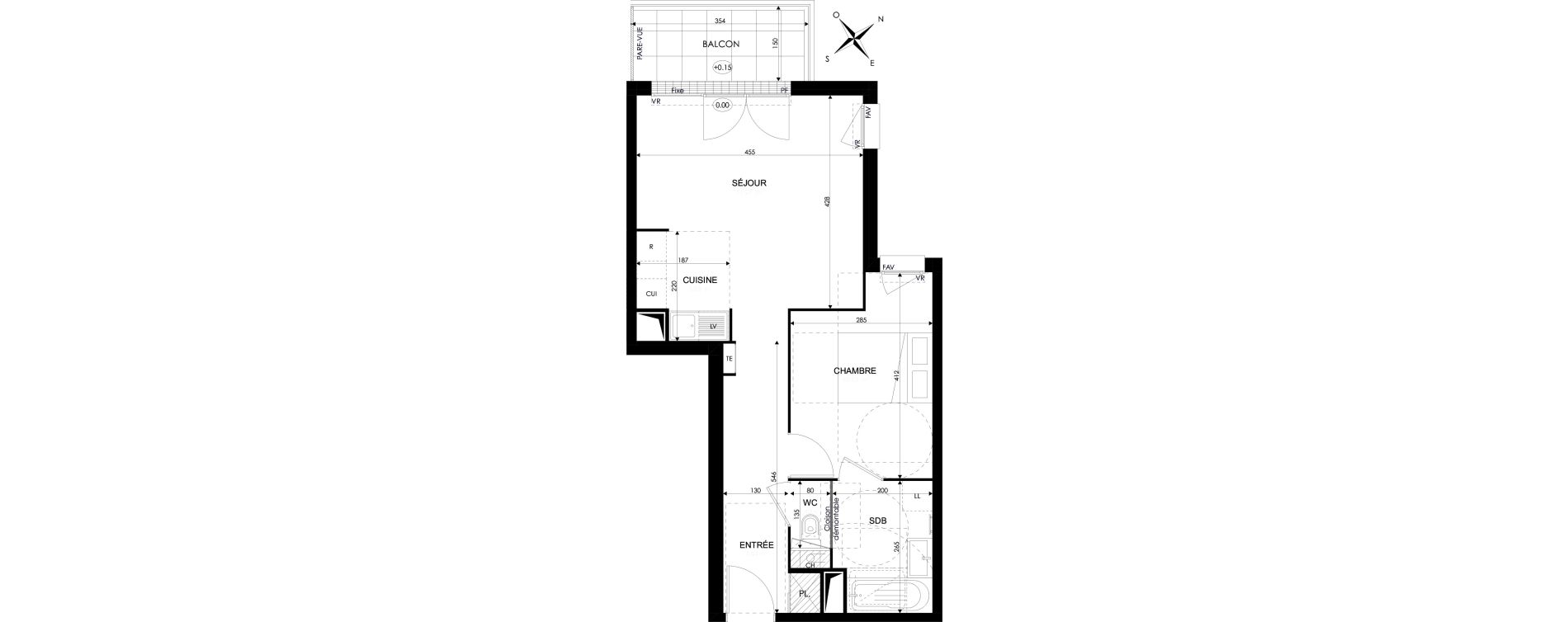 Appartement T2 de 45,48 m2 &agrave; Brie-Comte-Robert Centre