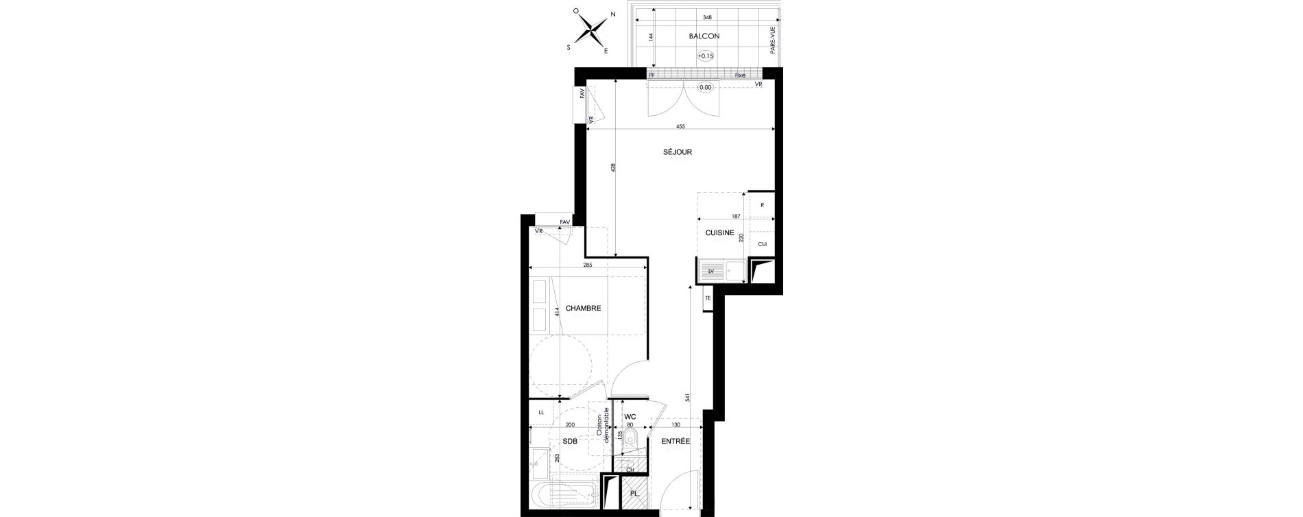 Appartement T2 de 46,23 m2 &agrave; Brie-Comte-Robert Centre