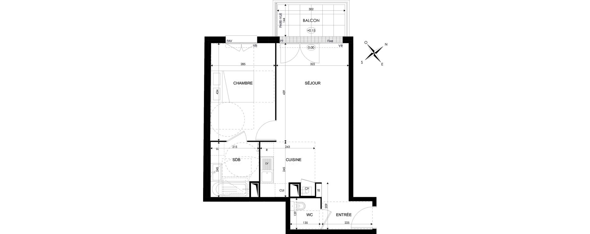 Appartement T2 de 45,53 m2 à Brie-Comte-Robert Centre