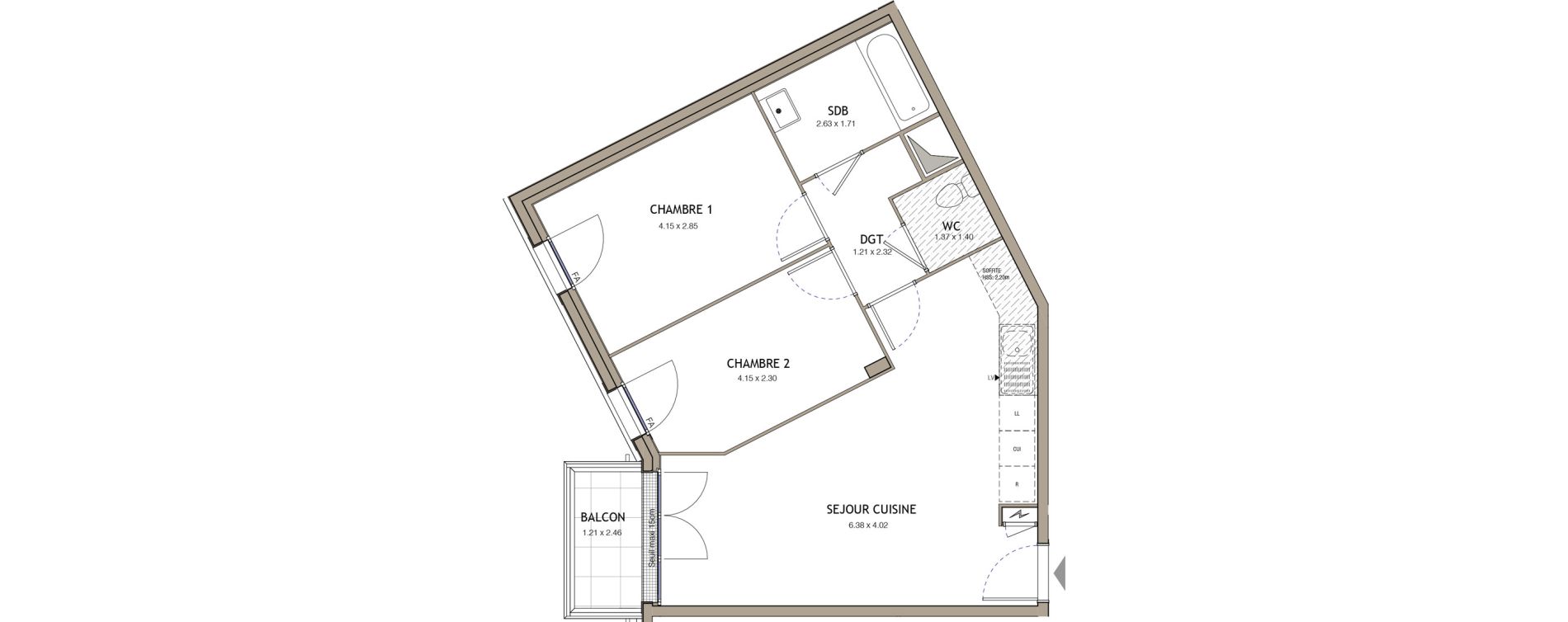 Appartement T3 de 56,96 m2 &agrave; Brou-Sur-Chantereine Centre