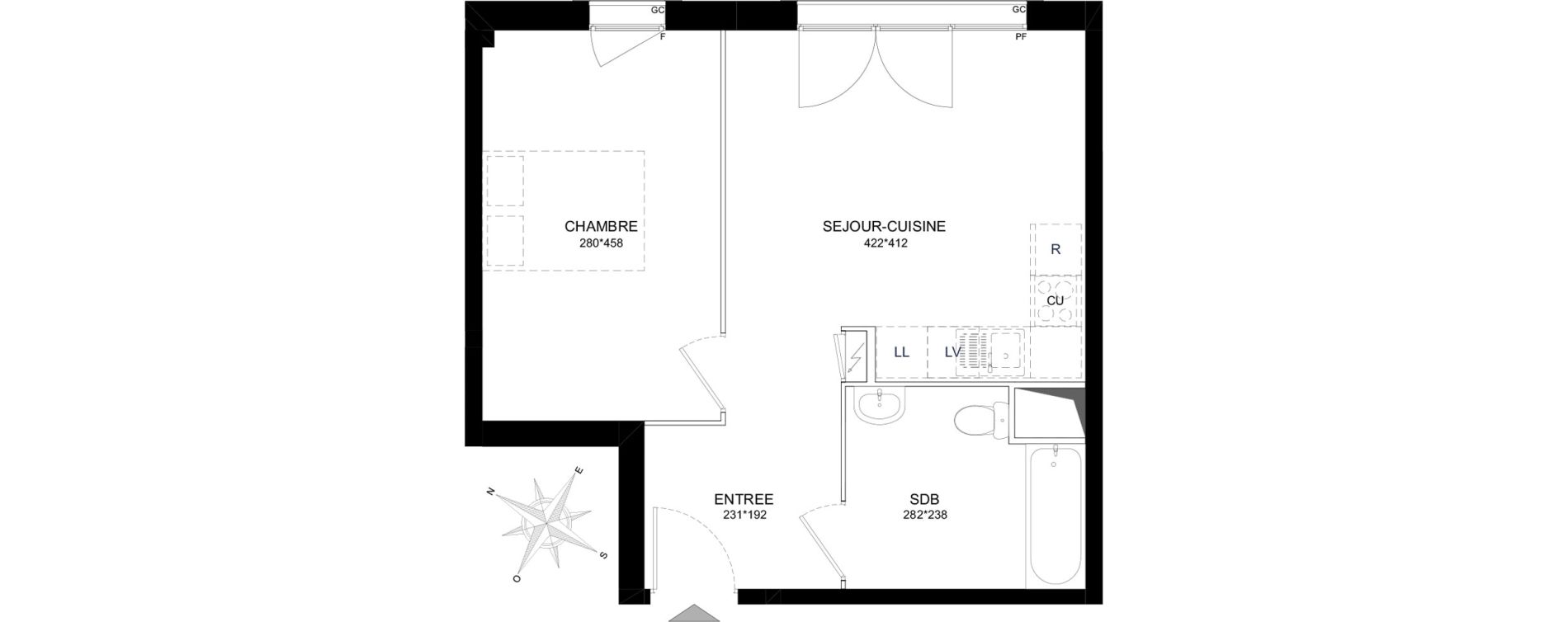 Appartement T2 de 41,16 m2 &agrave; Brou-Sur-Chantereine Centre