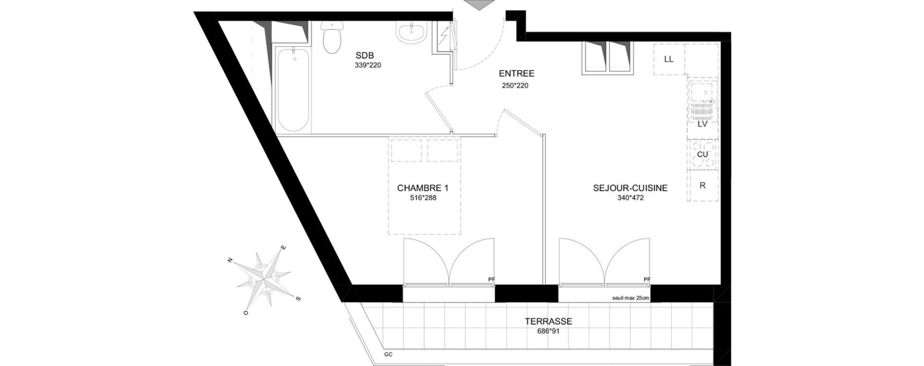 Appartement T2 de 38,78 m2 &agrave; Brou-Sur-Chantereine Centre