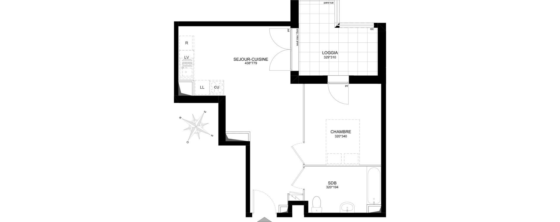 Appartement T2 de 41,88 m2 &agrave; Brou-Sur-Chantereine Centre
