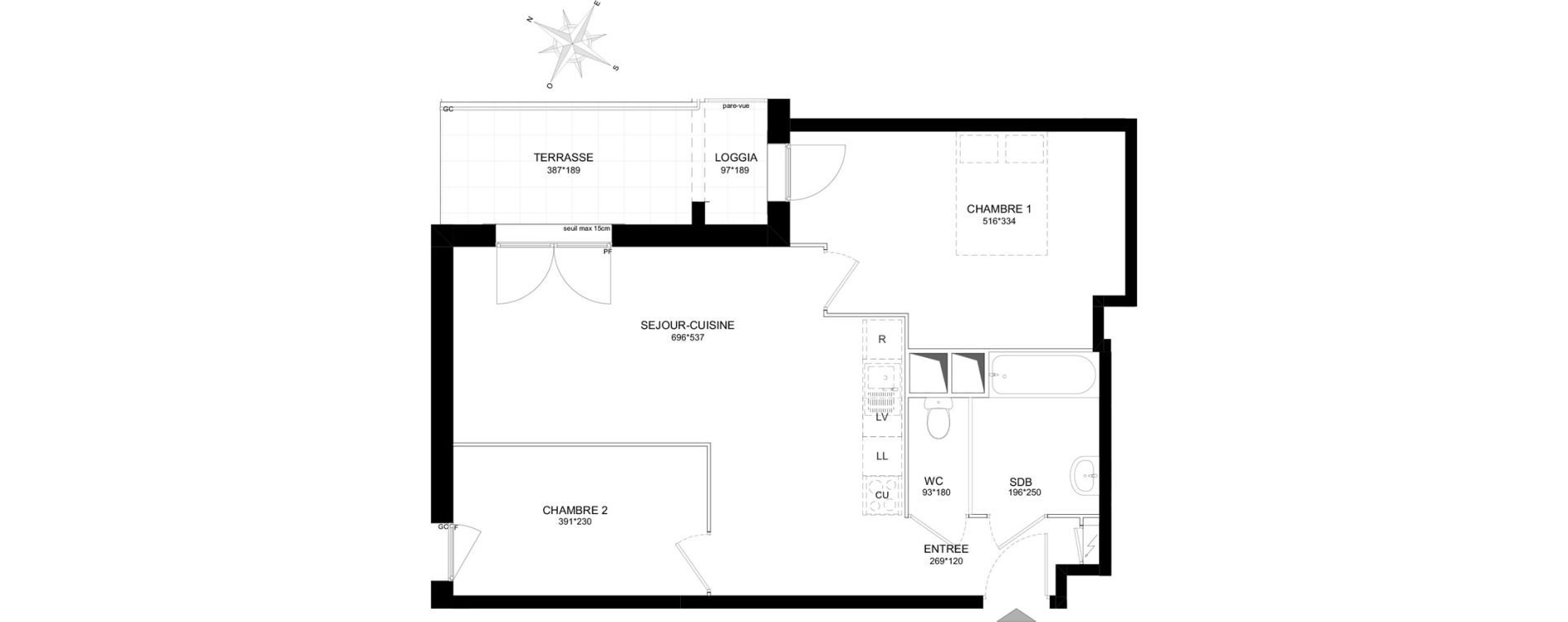 Appartement T3 de 60,39 m2 &agrave; Brou-Sur-Chantereine Centre