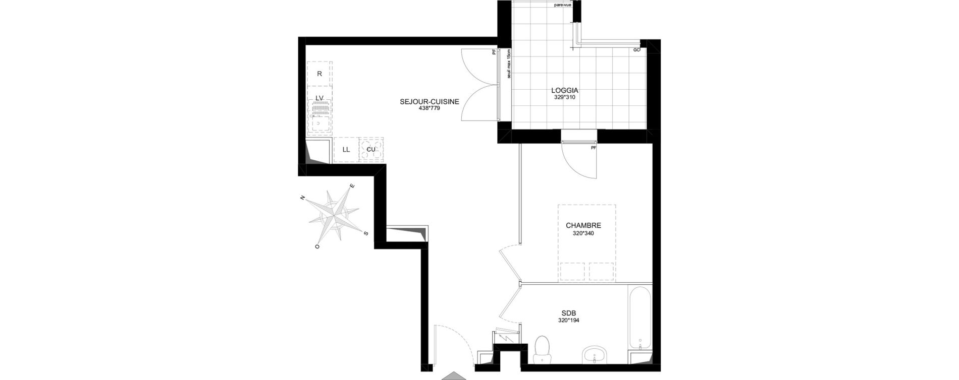 Appartement T2 de 41,96 m2 &agrave; Brou-Sur-Chantereine Centre