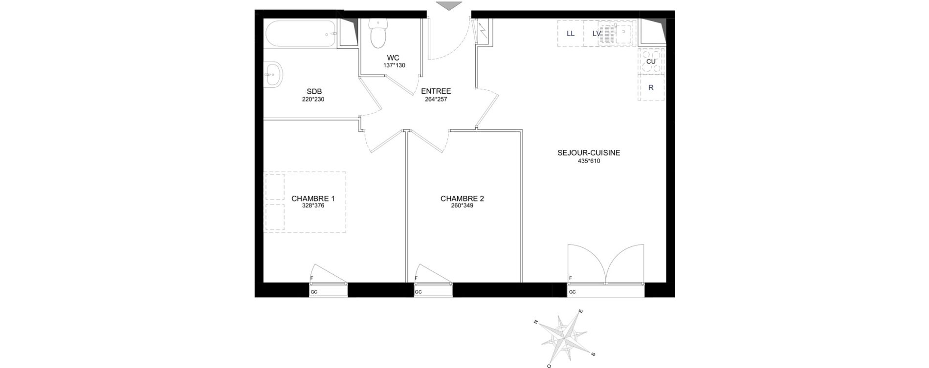 Appartement T3 de 54,68 m2 &agrave; Brou-Sur-Chantereine Centre