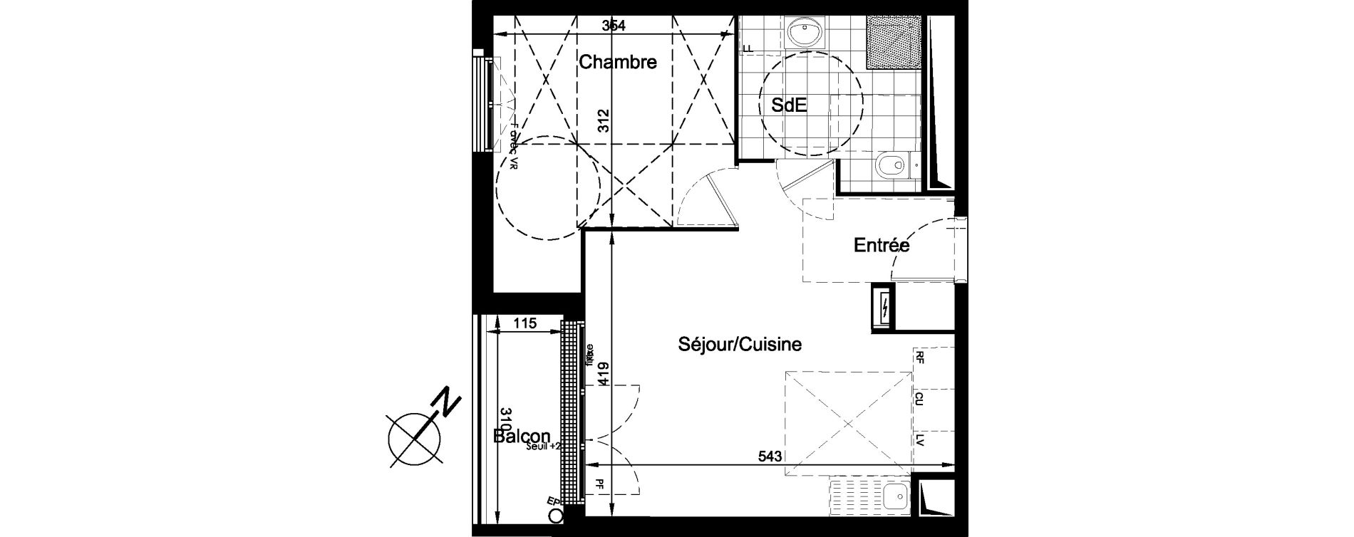 Appartement T2 de 42,96 m2 &agrave; Brou-Sur-Chantereine Centre