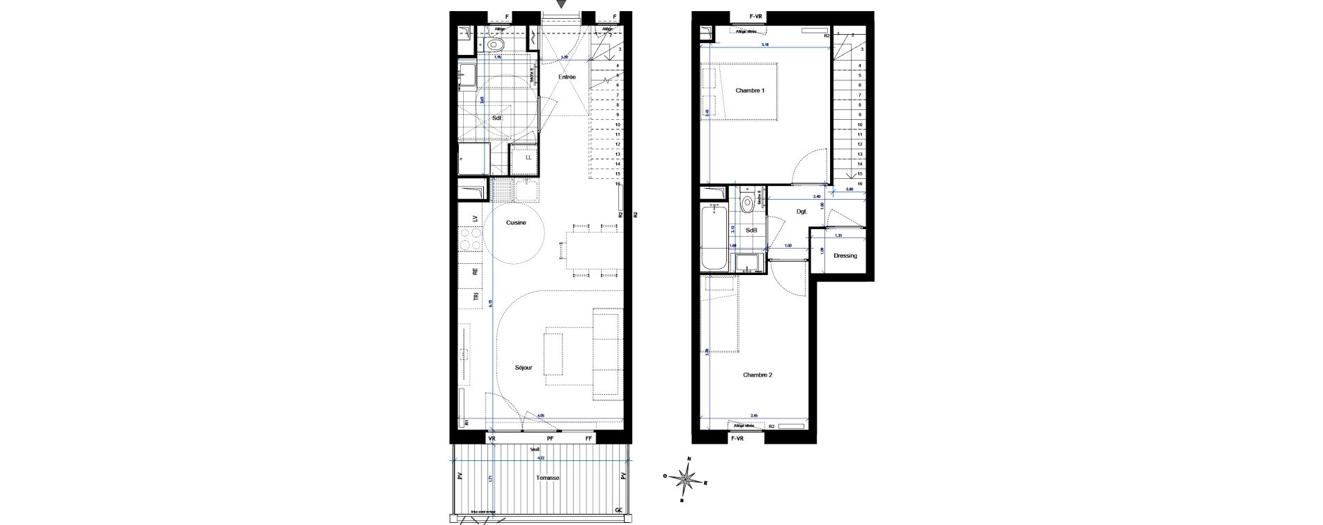 Duplex T3 de 66,70 m2 &agrave; Bussy-Saint-Georges Sycomore