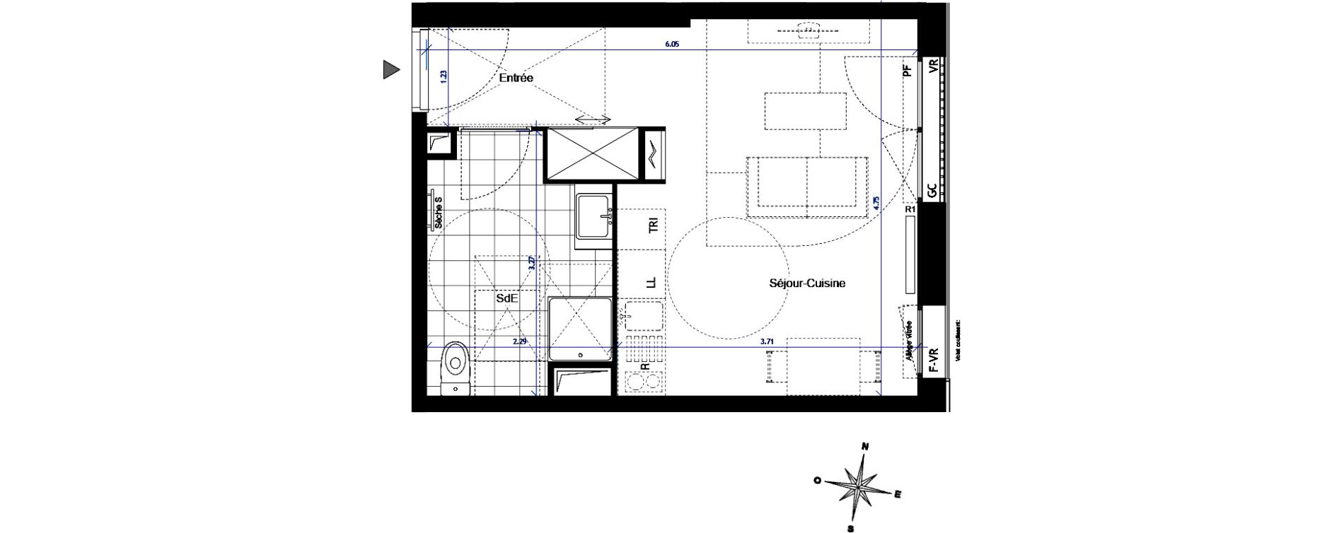 Appartement T1 de 26,80 m2 &agrave; Bussy-Saint-Georges Sycomore