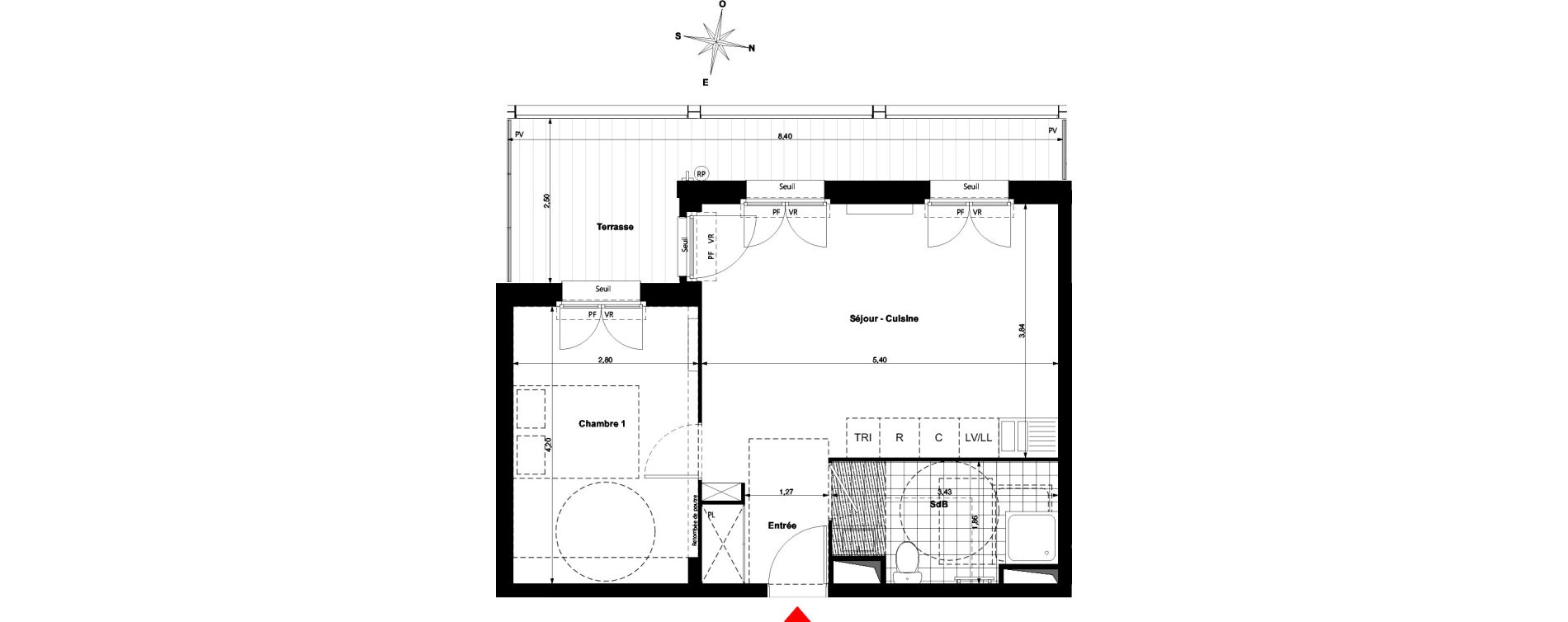 Appartement T2 de 41,63 m2 &agrave; Bussy-Saint-Georges Sycomore