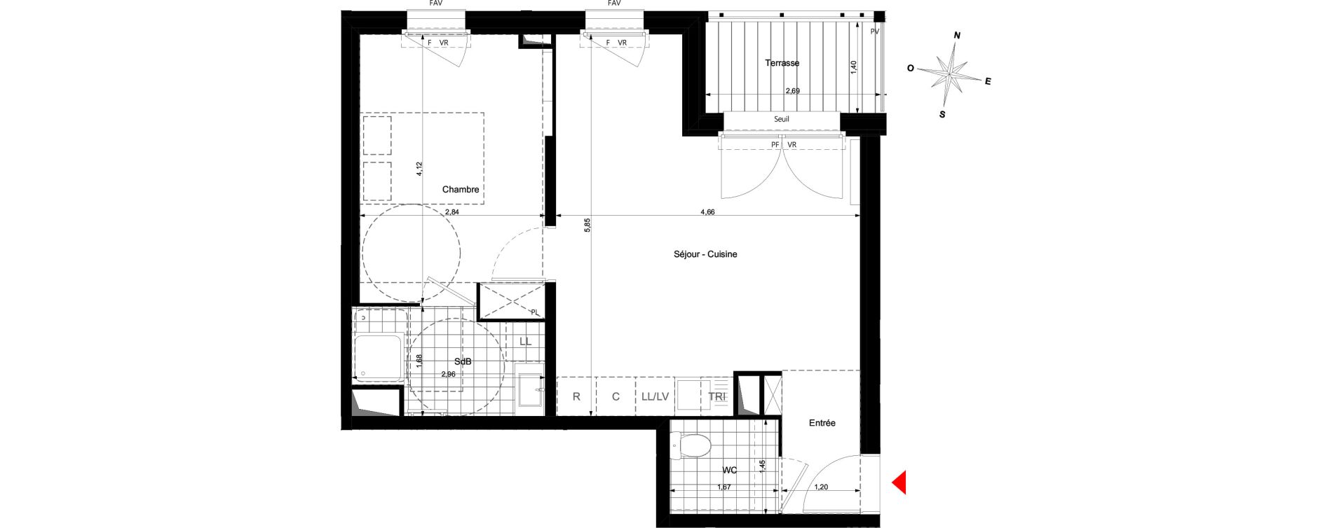 Appartement T2 de 43,02 m2 &agrave; Bussy-Saint-Georges Sycomore