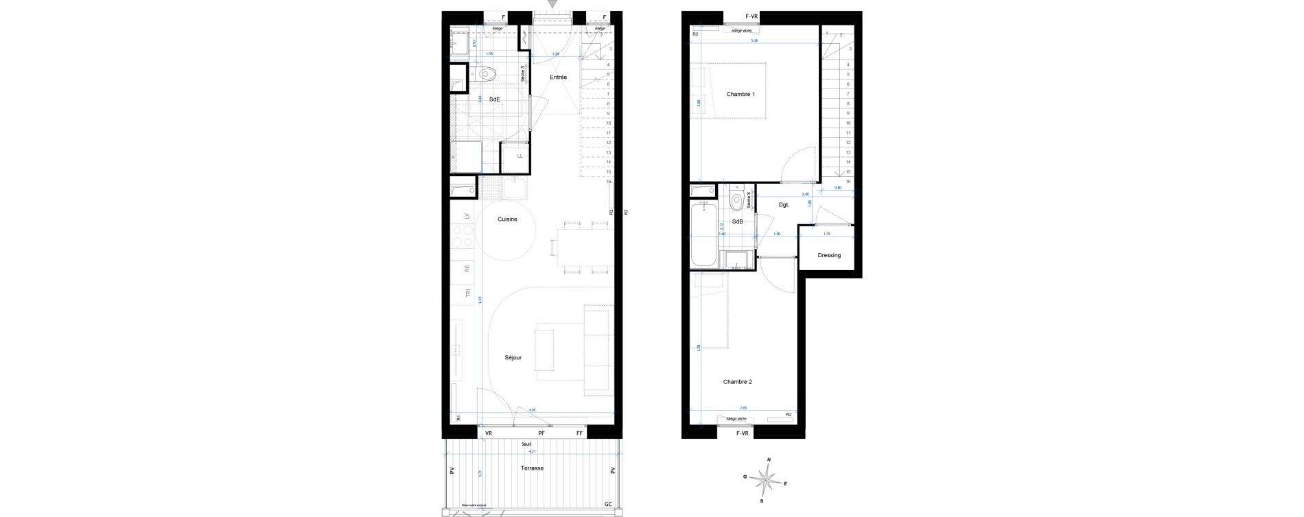 Duplex T3 de 66,90 m2 &agrave; Bussy-Saint-Georges Sycomore
