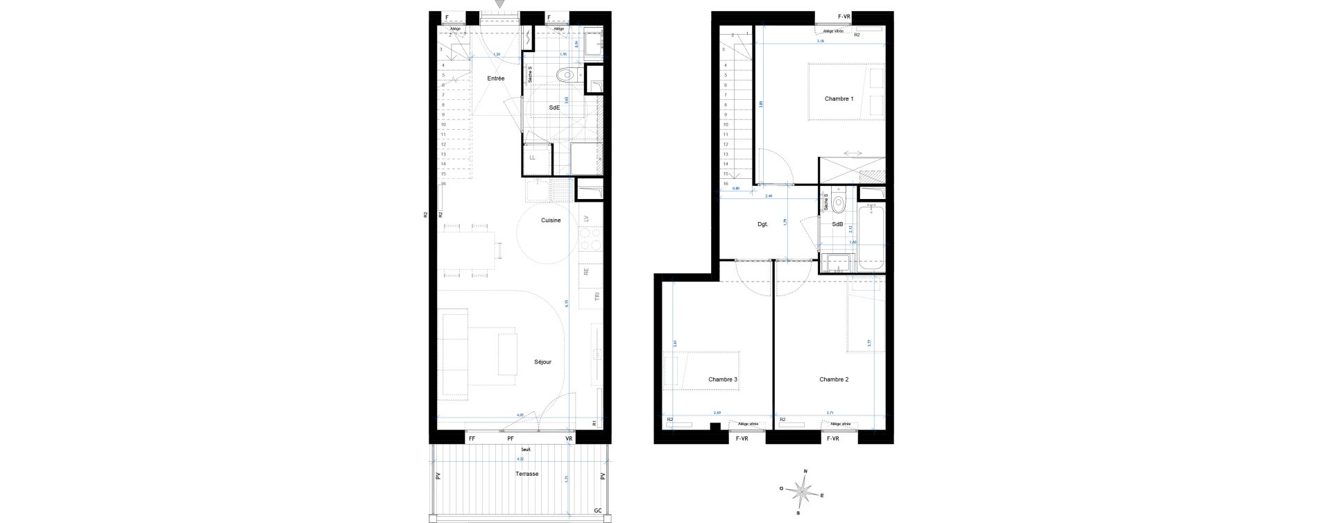 Duplex T4 de 77,00 m2 &agrave; Bussy-Saint-Georges Sycomore