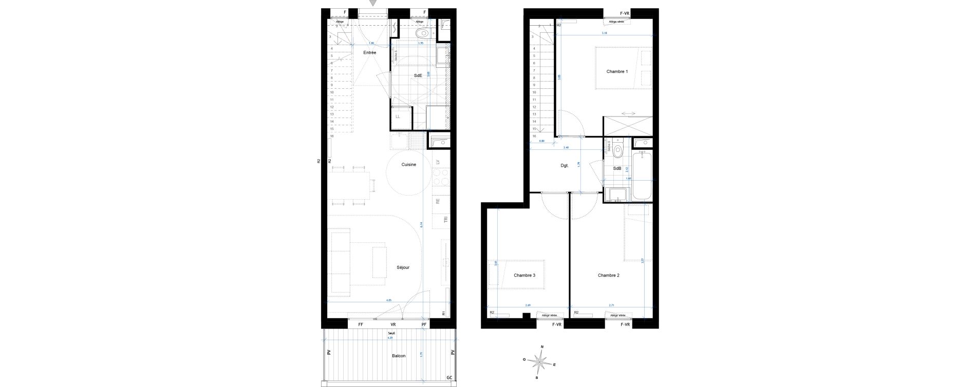 Duplex T4 de 77,00 m2 &agrave; Bussy-Saint-Georges Sycomore