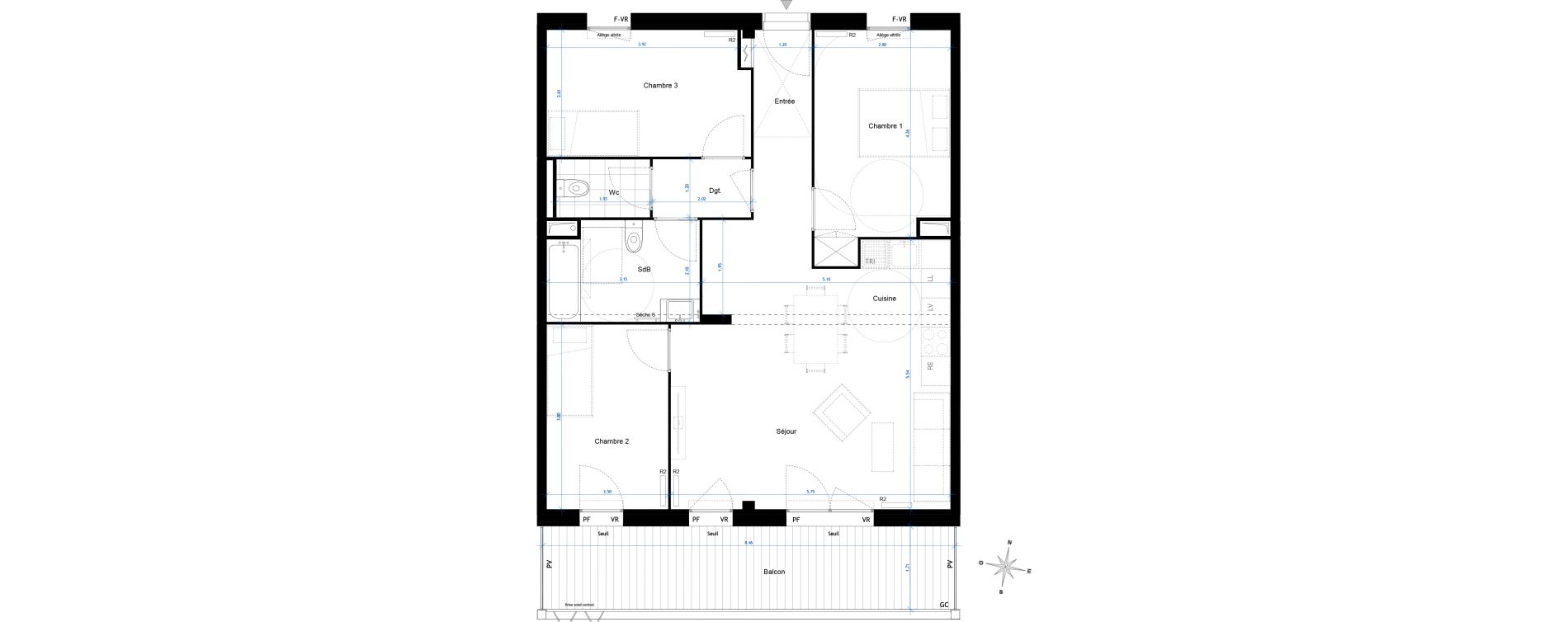 Appartement T4 de 79,00 m2 &agrave; Bussy-Saint-Georges Sycomore