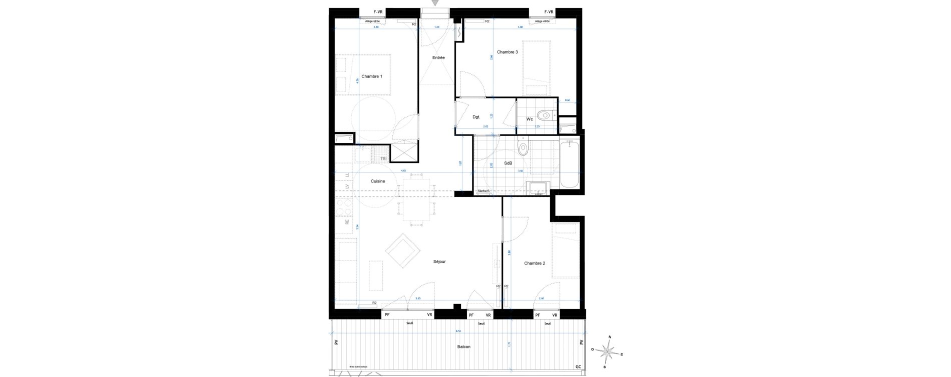 Appartement T4 de 77,50 m2 &agrave; Bussy-Saint-Georges Sycomore