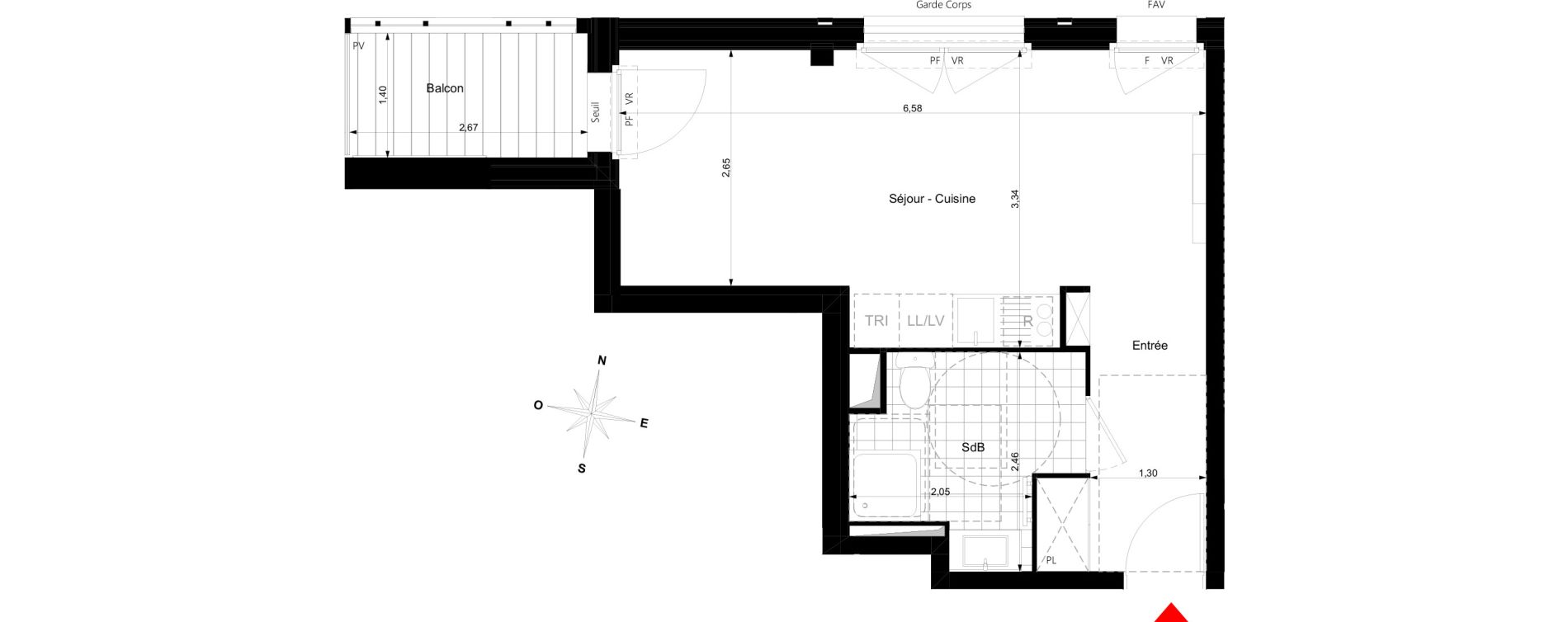 Appartement T1 de 28,70 m2 &agrave; Bussy-Saint-Georges Sycomore