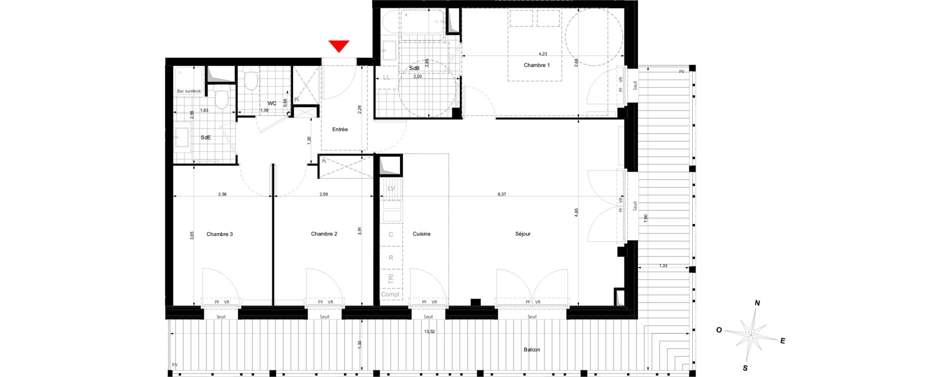 Appartement T4 de 79,42 m2 &agrave; Bussy-Saint-Georges Sycomore