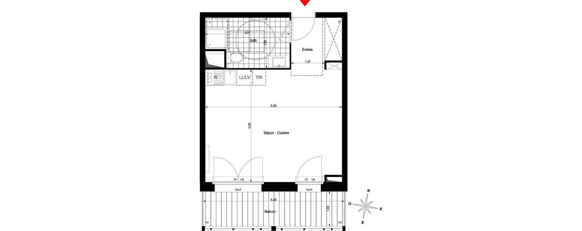 Appartement T1 de 31,26 m2 &agrave; Bussy-Saint-Georges Sycomore
