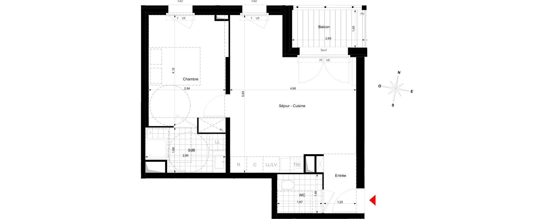 Appartement T2 de 43,02 m2 &agrave; Bussy-Saint-Georges Sycomore