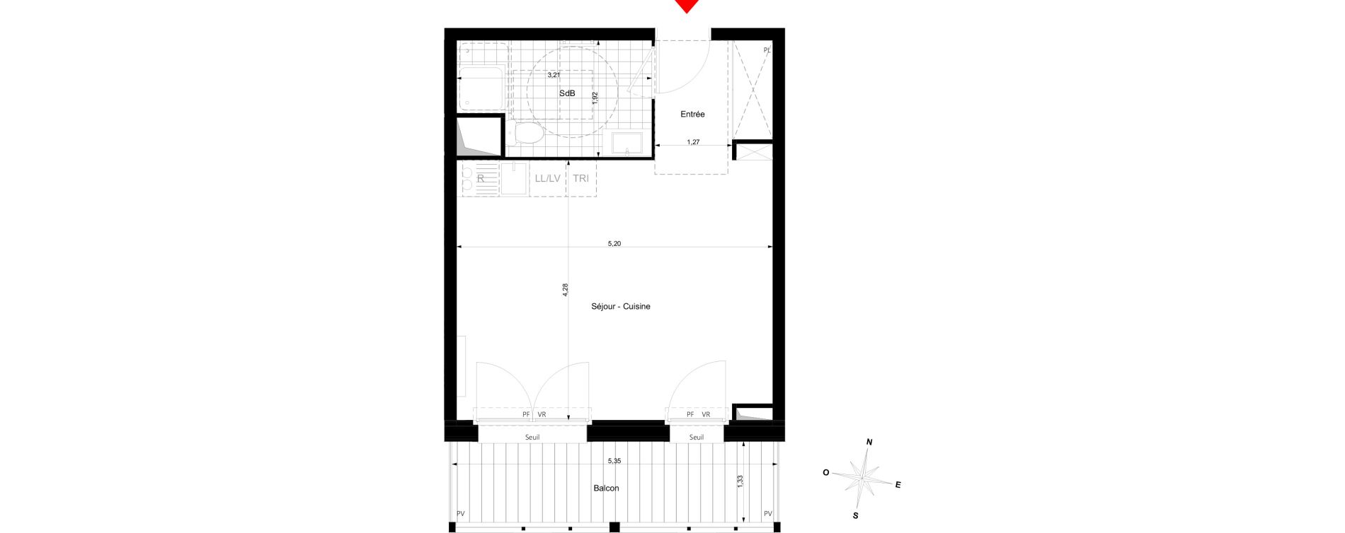 Appartement T1 de 31,26 m2 &agrave; Bussy-Saint-Georges Sycomore