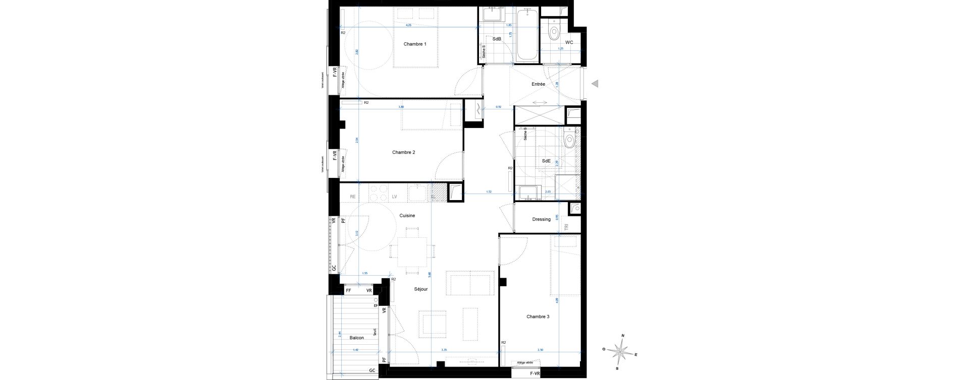 Appartement T4 de 75,20 m2 &agrave; Bussy-Saint-Georges Sycomore