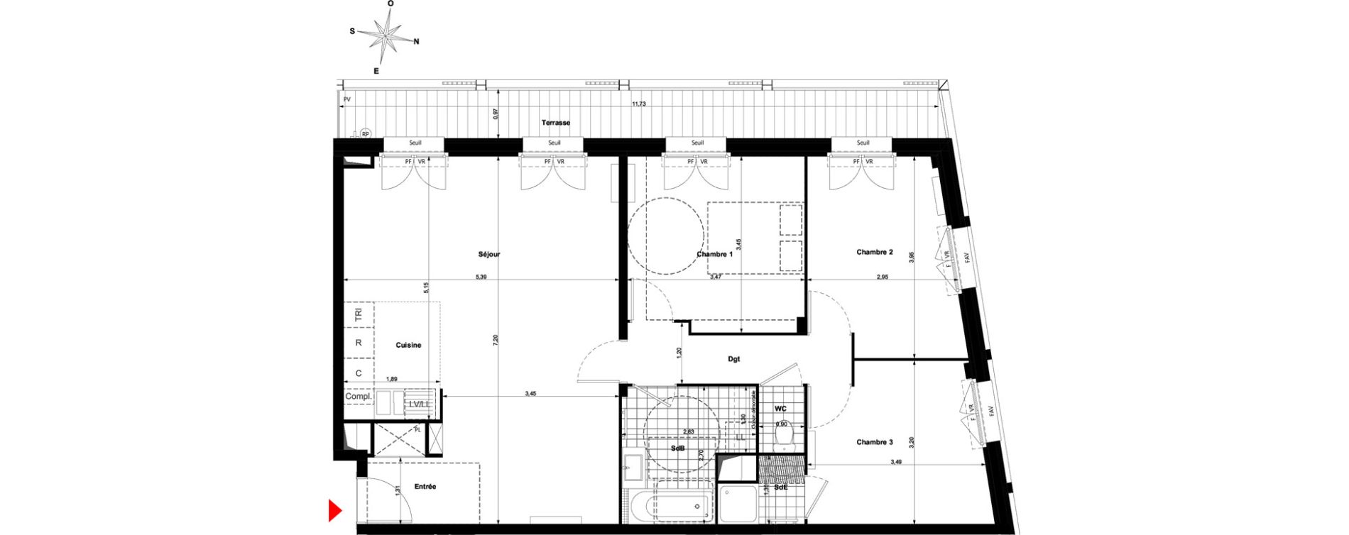 Appartement T4 de 83,54 m2 &agrave; Bussy-Saint-Georges Sycomore