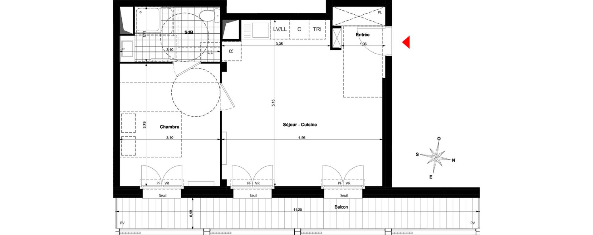 Appartement T2 de 42,27 m2 &agrave; Bussy-Saint-Georges Sycomore