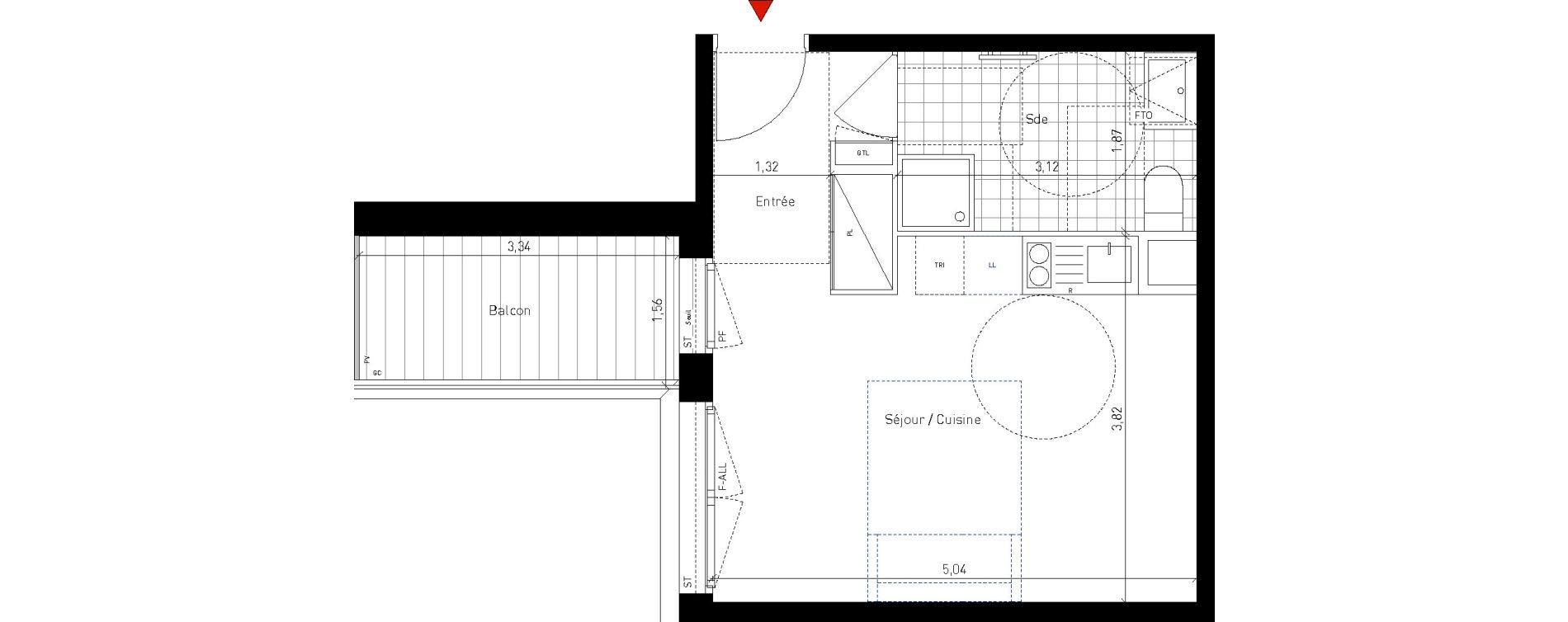 Appartement T1 de 28,00 m2 &agrave; Bussy-Saint-Georges Sycomore