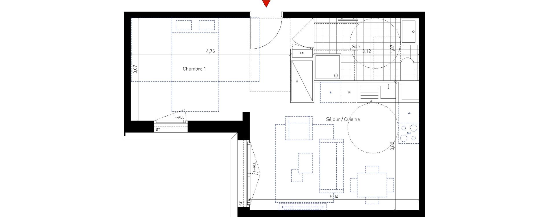 Appartement T2 de 38,80 m2 &agrave; Bussy-Saint-Georges Sycomore