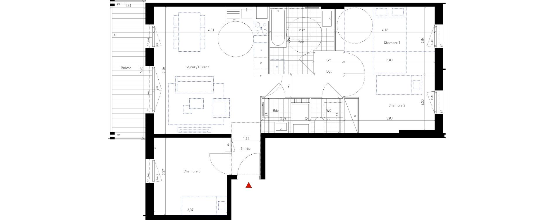 Appartement T4 de 73,20 m2 &agrave; Bussy-Saint-Georges Sycomore