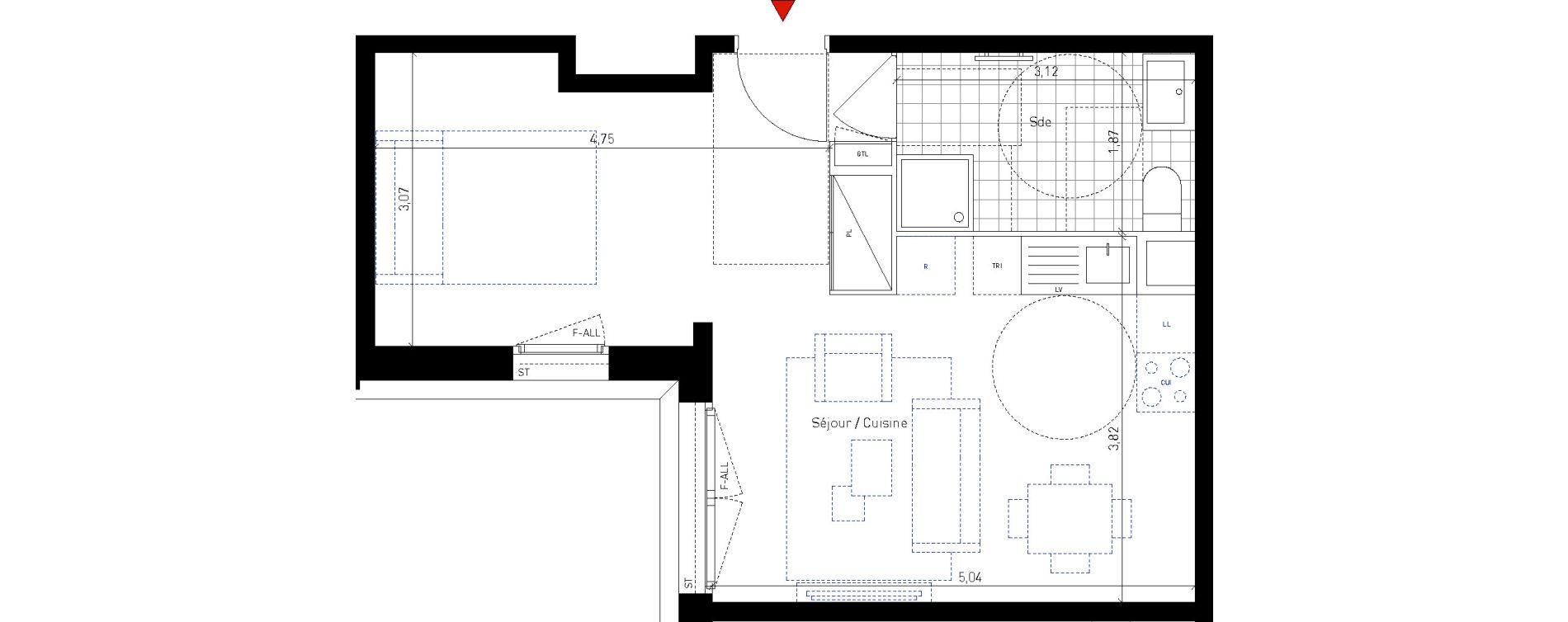 Appartement T2 de 38,10 m2 &agrave; Bussy-Saint-Georges Sycomore