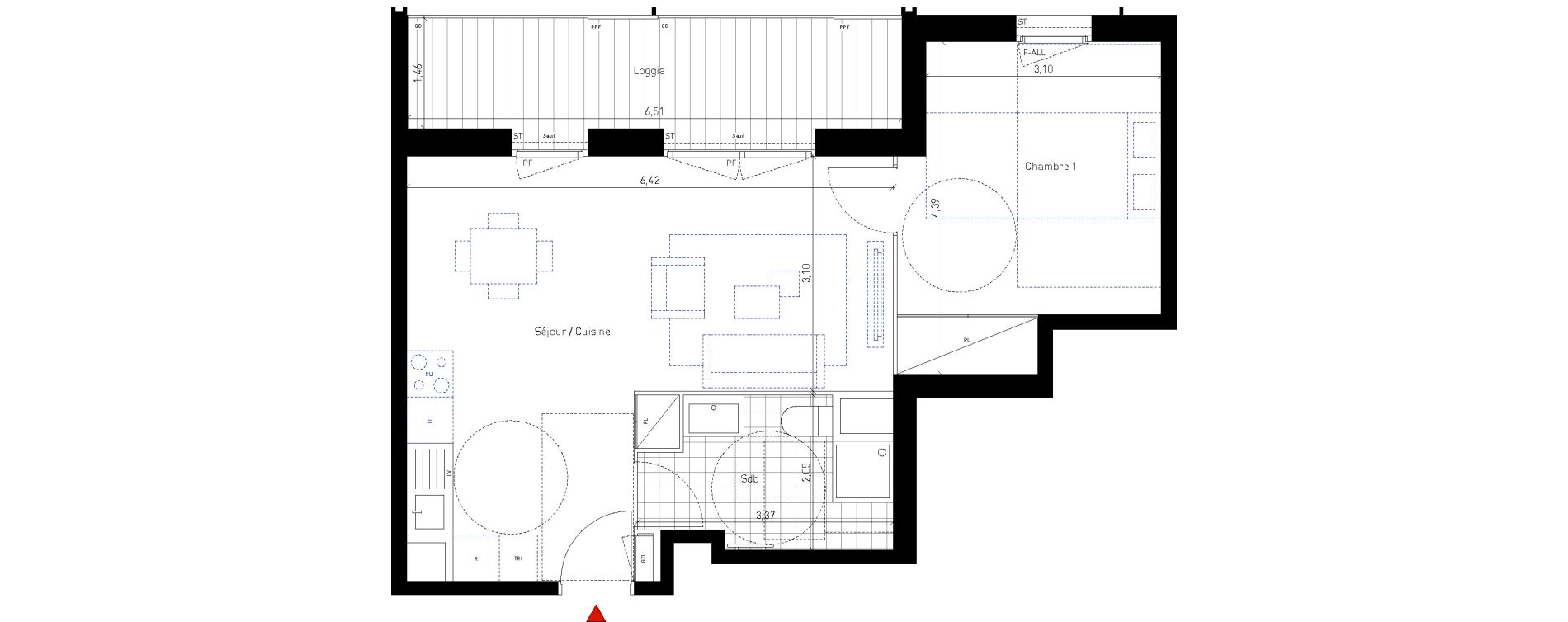 Appartement T2 de 46,60 m2 &agrave; Bussy-Saint-Georges Sycomore