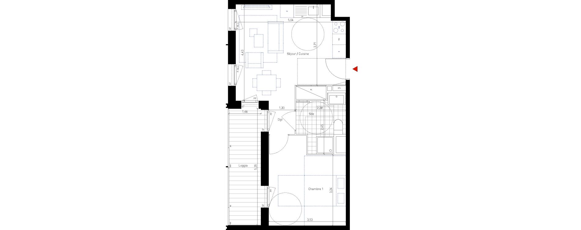 Appartement T2 de 40,50 m2 &agrave; Bussy-Saint-Georges Sycomore