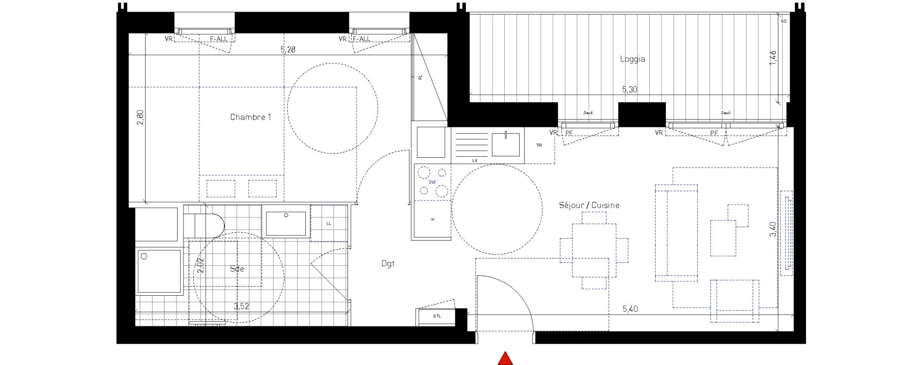 Appartement T2 de 43,10 m2 &agrave; Bussy-Saint-Georges Sycomore