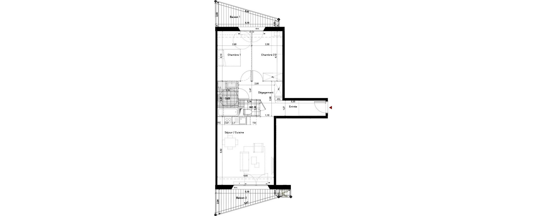 Appartement T3 de 66,50 m2 &agrave; Bussy-Saint-Georges Sycomore
