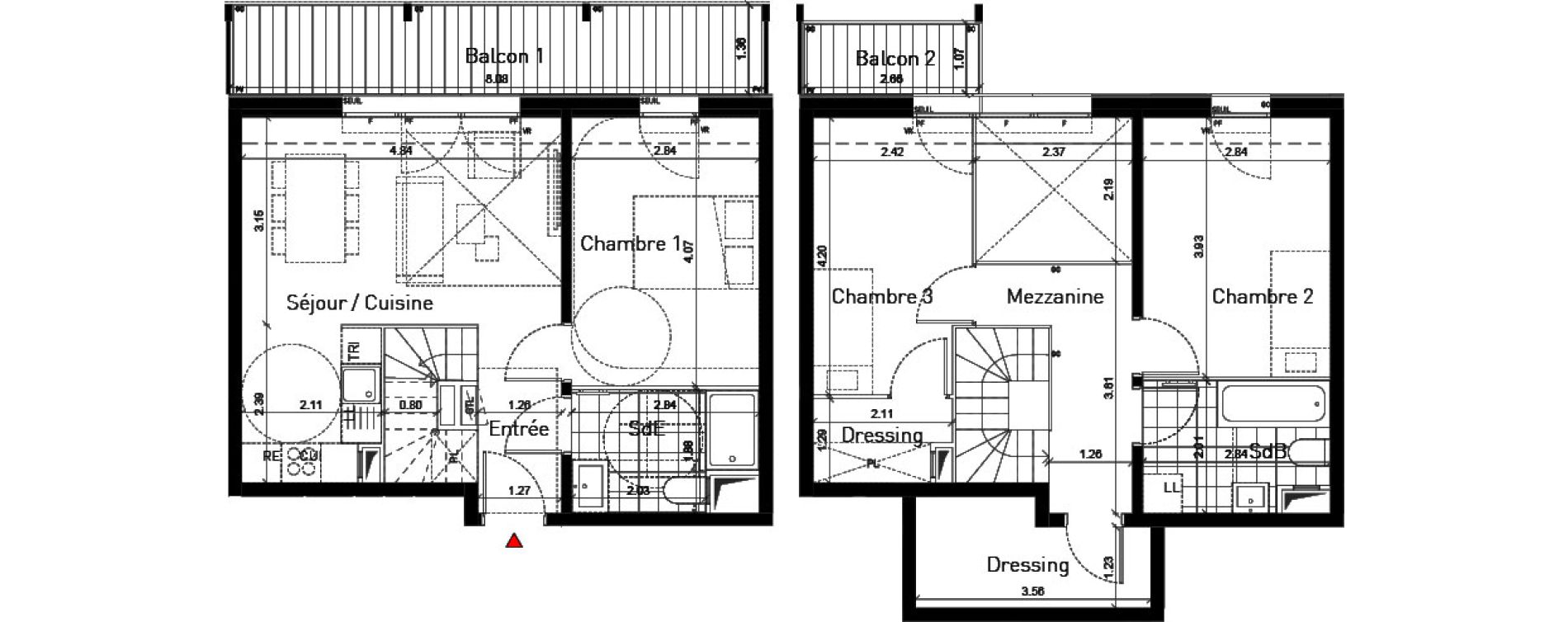 Duplex T4 de 80,70 m2 &agrave; Bussy-Saint-Georges Sycomore